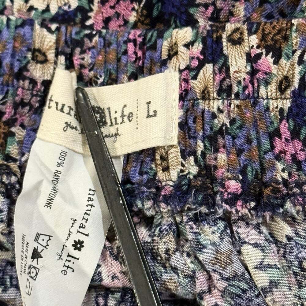Natural Life Sz L Wide Leg Floral Palazzo Pants Boho Festival Floral Purple - Picture 6 of 10